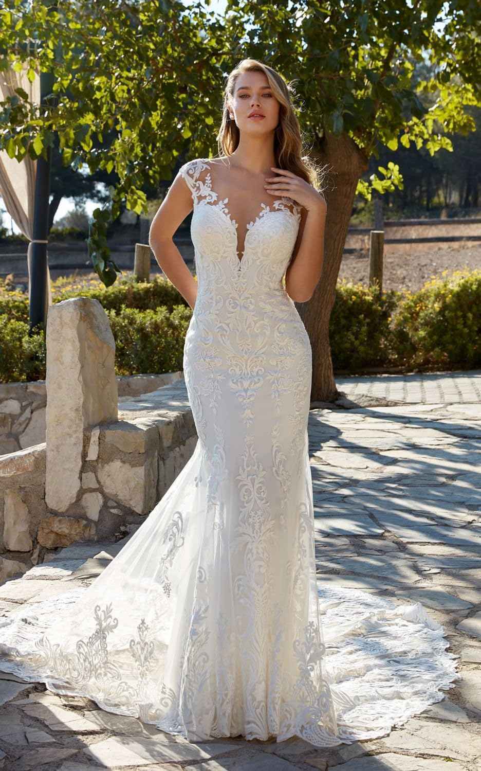 Loyeloy Women's Wedding Dresses for Bride 2025 Sexy V Neck Slit Lace Bridal Wedding Gowns for Bride YJ010-BMbridal.UK