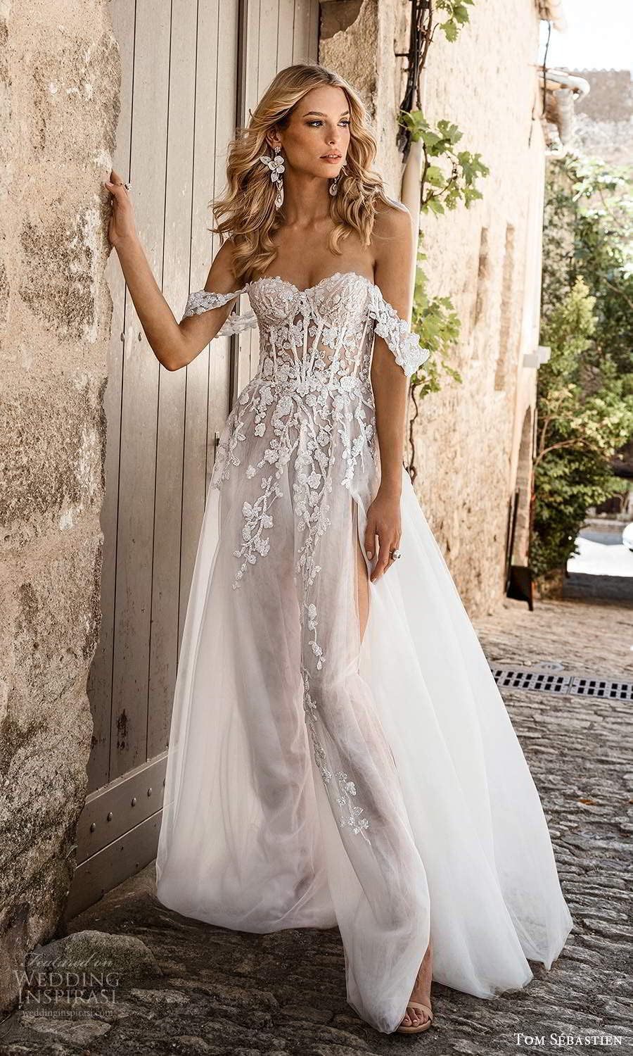 Women's Beach Spaghetti Strap Wedding Dresses for Bride 2025 Boho Long Lace Bridal Gowns for Wedding-BMbridal.UK