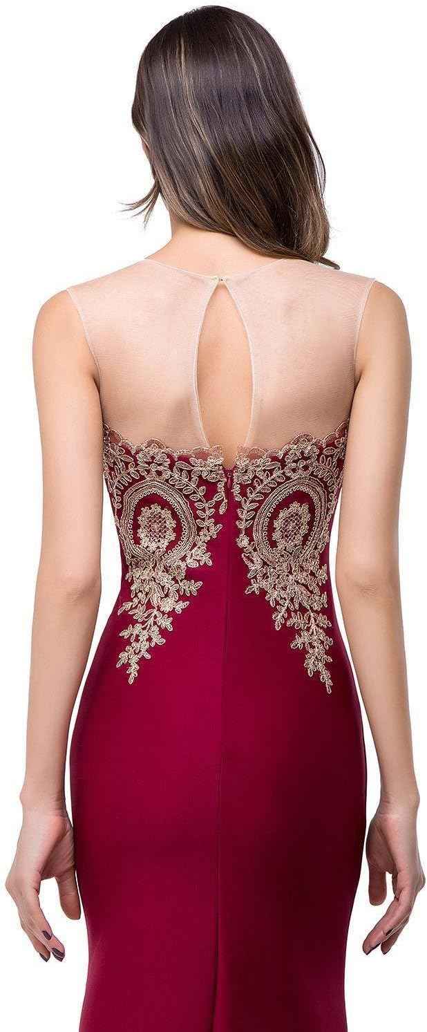 Women's Lace Applique Long Formal Mermaid Evening Prom Dresses-BMbridal.UK