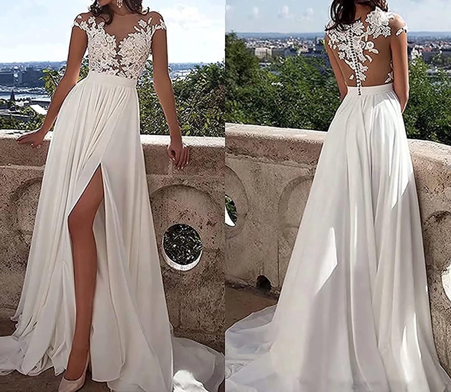 Lace Appliqued Wedding Dresses for Bride 2025 Beach Wedding Bridal Gowns for Women SE002-BMbridal.UK