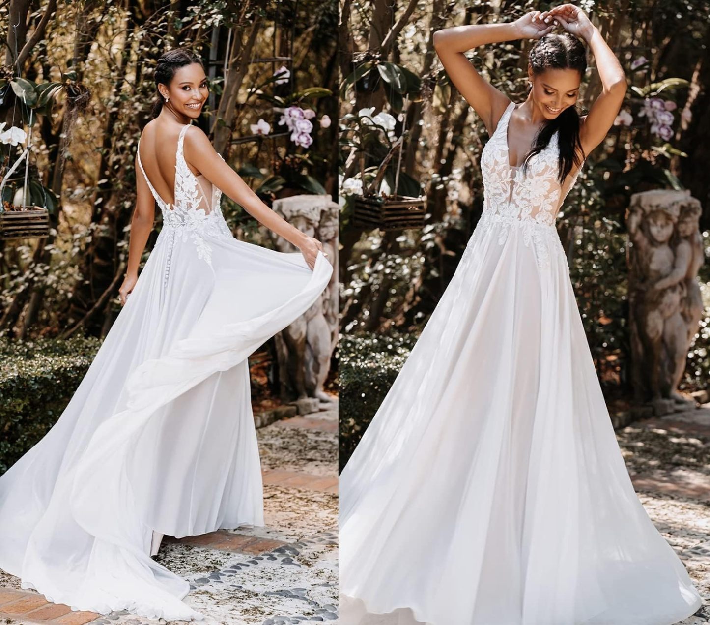 Lace Appliqued Wedding Dresses for Bride 2025 Beach Wedding Bridal Gowns for Women SE002-BMbridal.UK