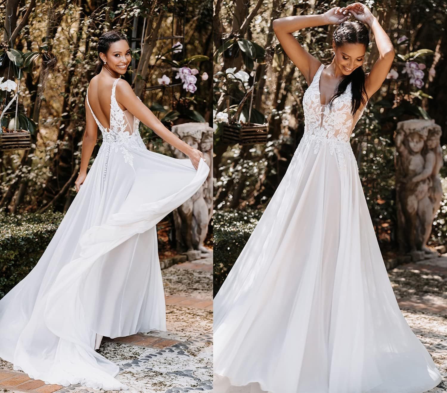 Lace Appliqued Wedding Dresses for Bride 2025 Beach Wedding Bridal Gowns for Women SE002-BMbridal.UK