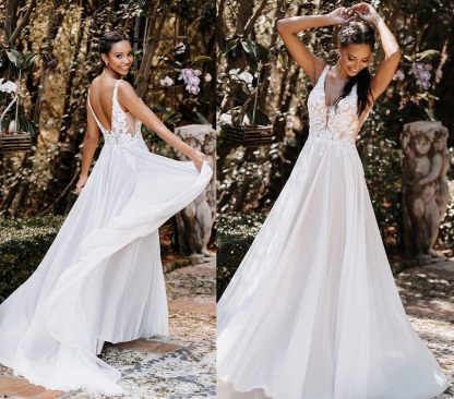 Lace Appliqued Wedding Dresses for Bride 2025 Beach Wedding Bridal Gowns for Women SE002-BMbridal.UK