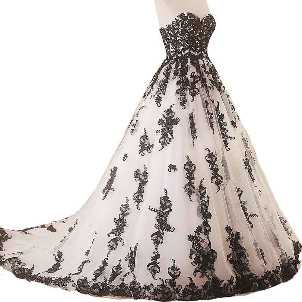 Vintage Gothic Black Lace Ball Gown Long Prom Dresses Gowns-BMbridal.UK
