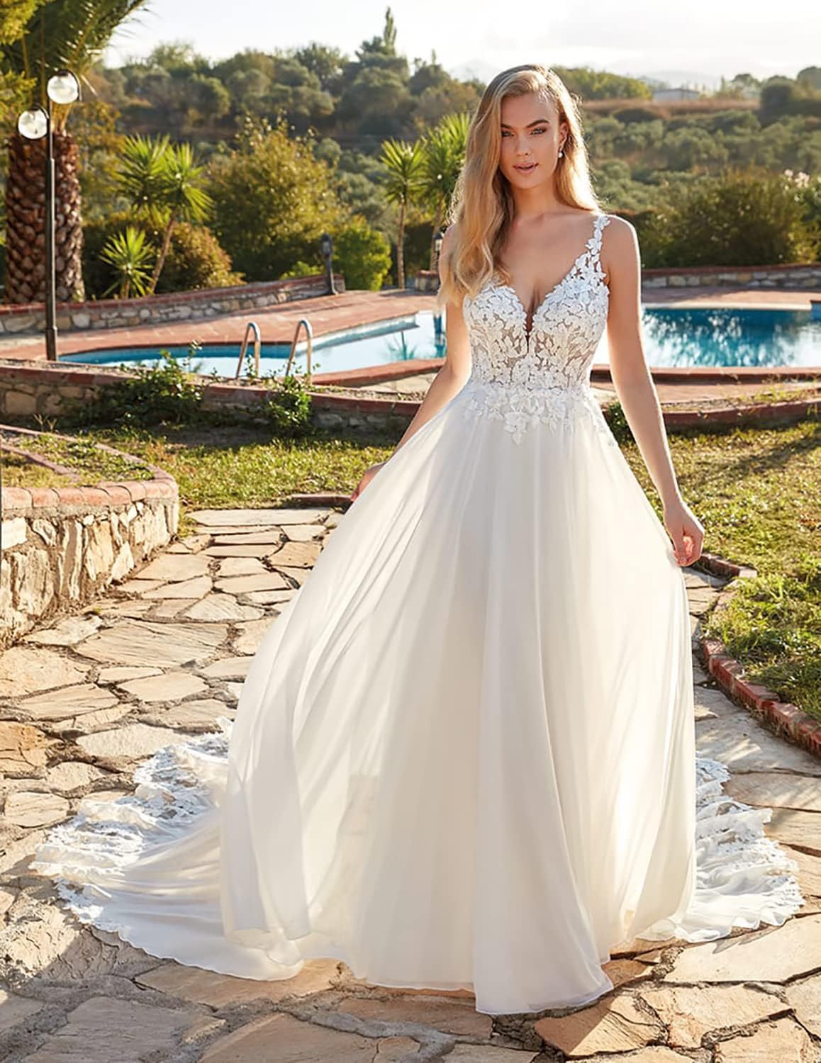 Lace Appliqued Wedding Dresses for Bride 2025 Beach Wedding Bridal Gowns for Women SE002-BMbridal.UK