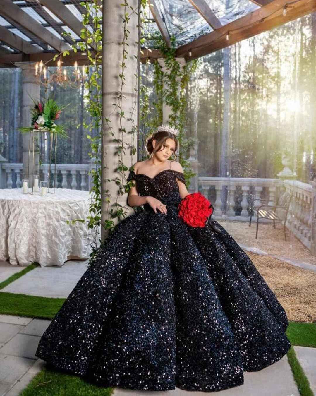 Sparkly Sequin Prom Dresses Long Ball Gown Off Shoulder Quinceanera Dresses Puffy Glitter Evening Party Dresses-BMbridal.UK