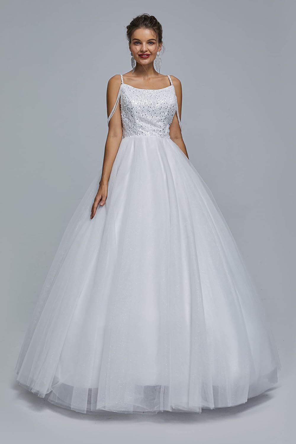 BMbride Women's Beading Sweetheart Ball Gown Tulle Layed Long Quinceanera Dress-BMbridal.UK