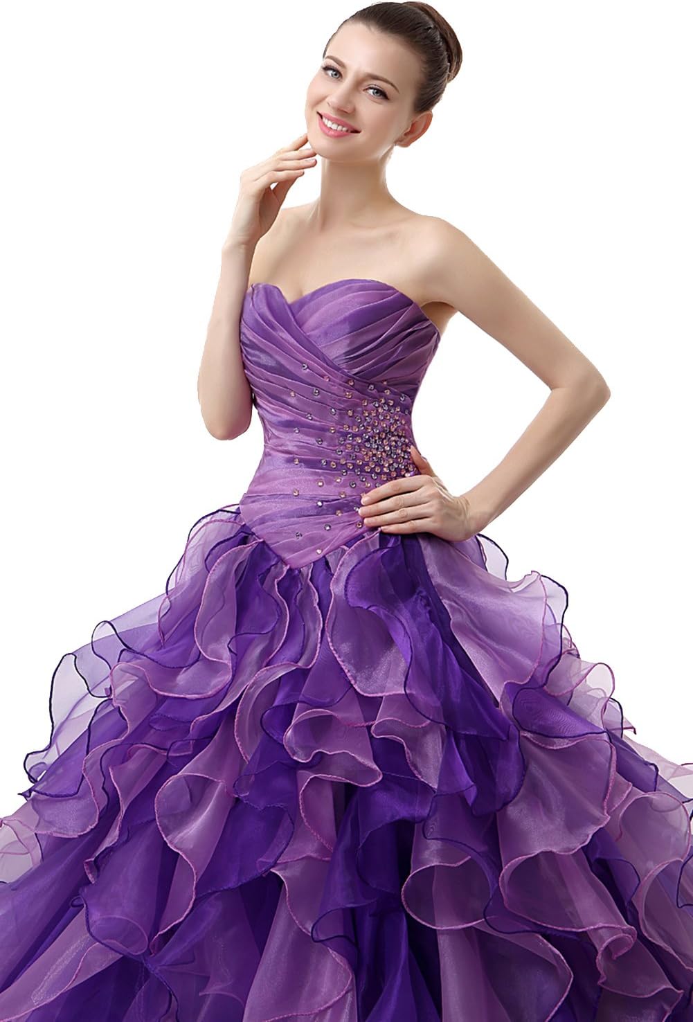 BMbride Women's Beading Sweetheart Ball Gown Tulle Layed Long Quinceanera Dress-BMbridal.UK