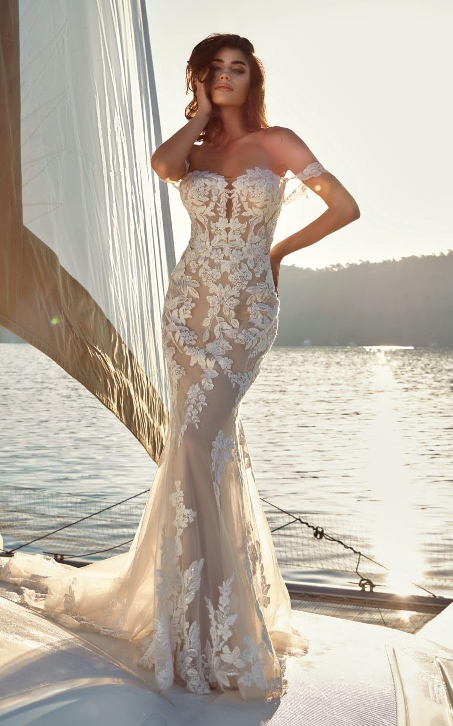 Women's Beach Spaghetti Strap Wedding Dresses for Bride 2025 Boho Long Lace Bridal Gowns for Wedding-BMbridal.UK