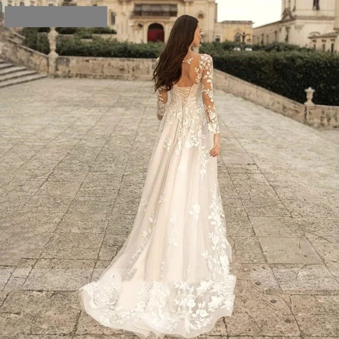 Loyeloy Women's Wedding Dresses for Bride 2025 Sexy V Neck Slit Lace Bridal Wedding Gowns for Bride YJ010-BMbridal.UK