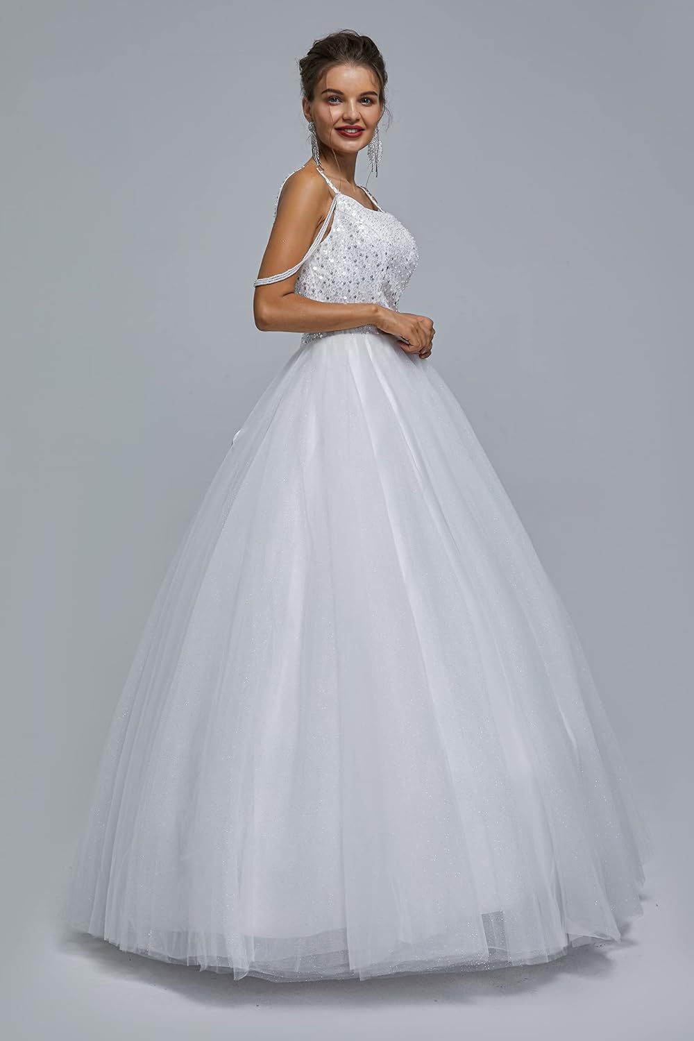 BMbride Women's Beading Sweetheart Ball Gown Tulle Layed Long Quinceanera Dress-BMbridal.UK