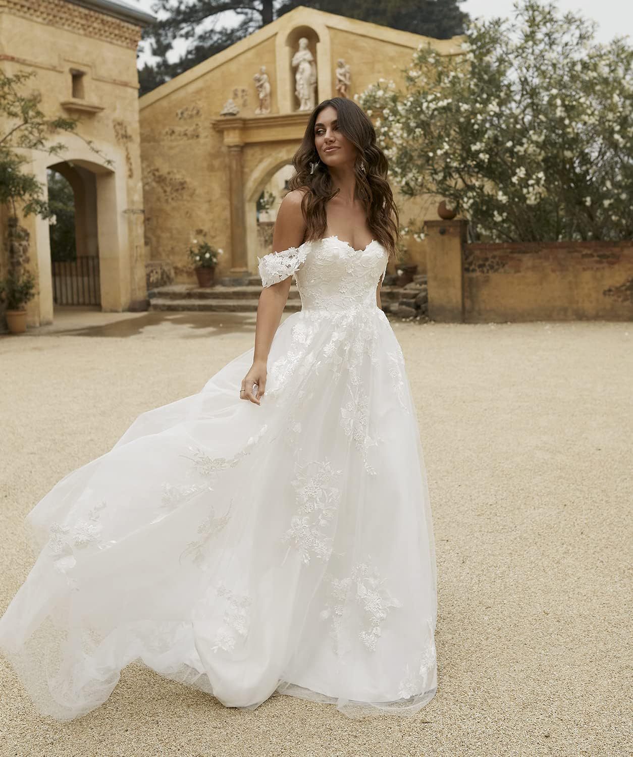 Loyeloy Women's Wedding Dresses for Bride 2025 Sexy V Neck Slit Lace Bridal Wedding Gowns for Bride YJ010-BMbridal.UK