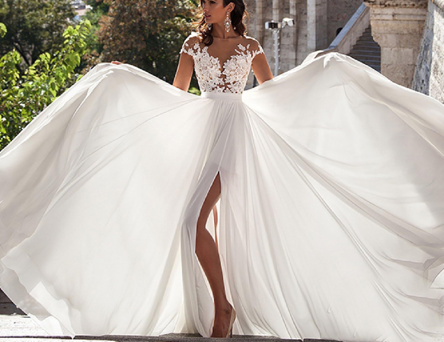 Lace Appliqued Wedding Dresses for Bride 2025 Beach Wedding Bridal Gowns for Women SE002-BMbridal.UK