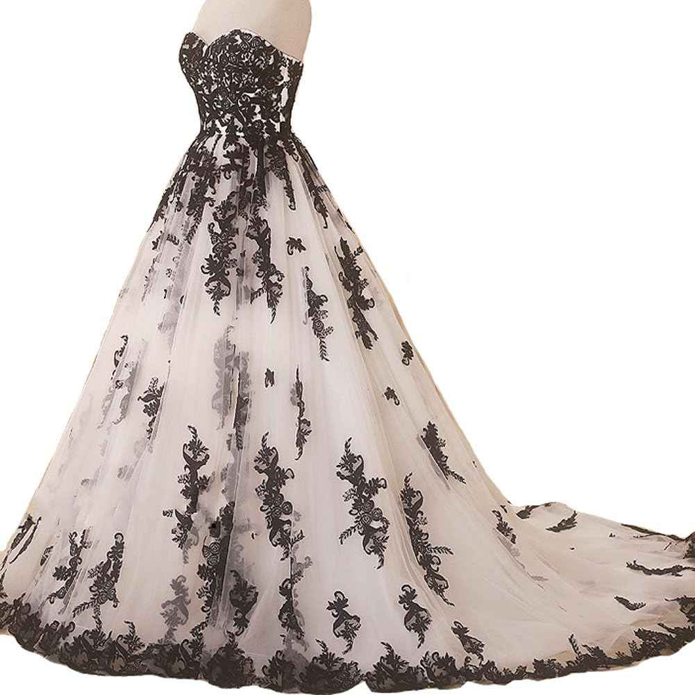Vintage Gothic Black Lace Ball Gown Long Prom Dresses Gowns-BMbridal.UK