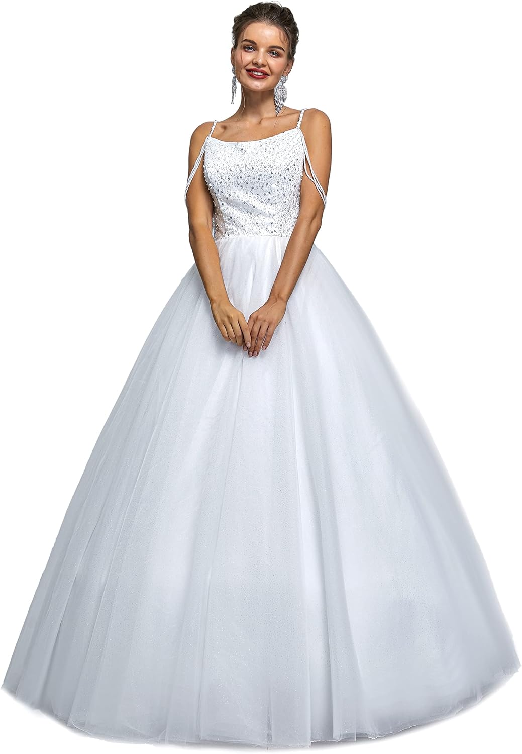 BMbride Women's Beading Sweetheart Ball Gown Tulle Layed Long Quinceanera Dress-BMbridal.UK