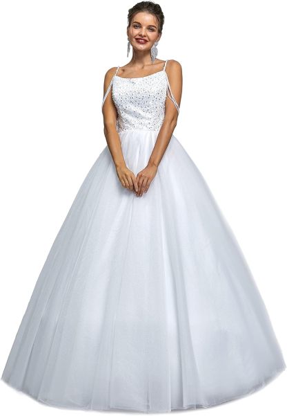 BMbride Women's Beading Sweetheart Ball Gown Tulle Layed Long Quinceanera Dress-BMbridal.UK