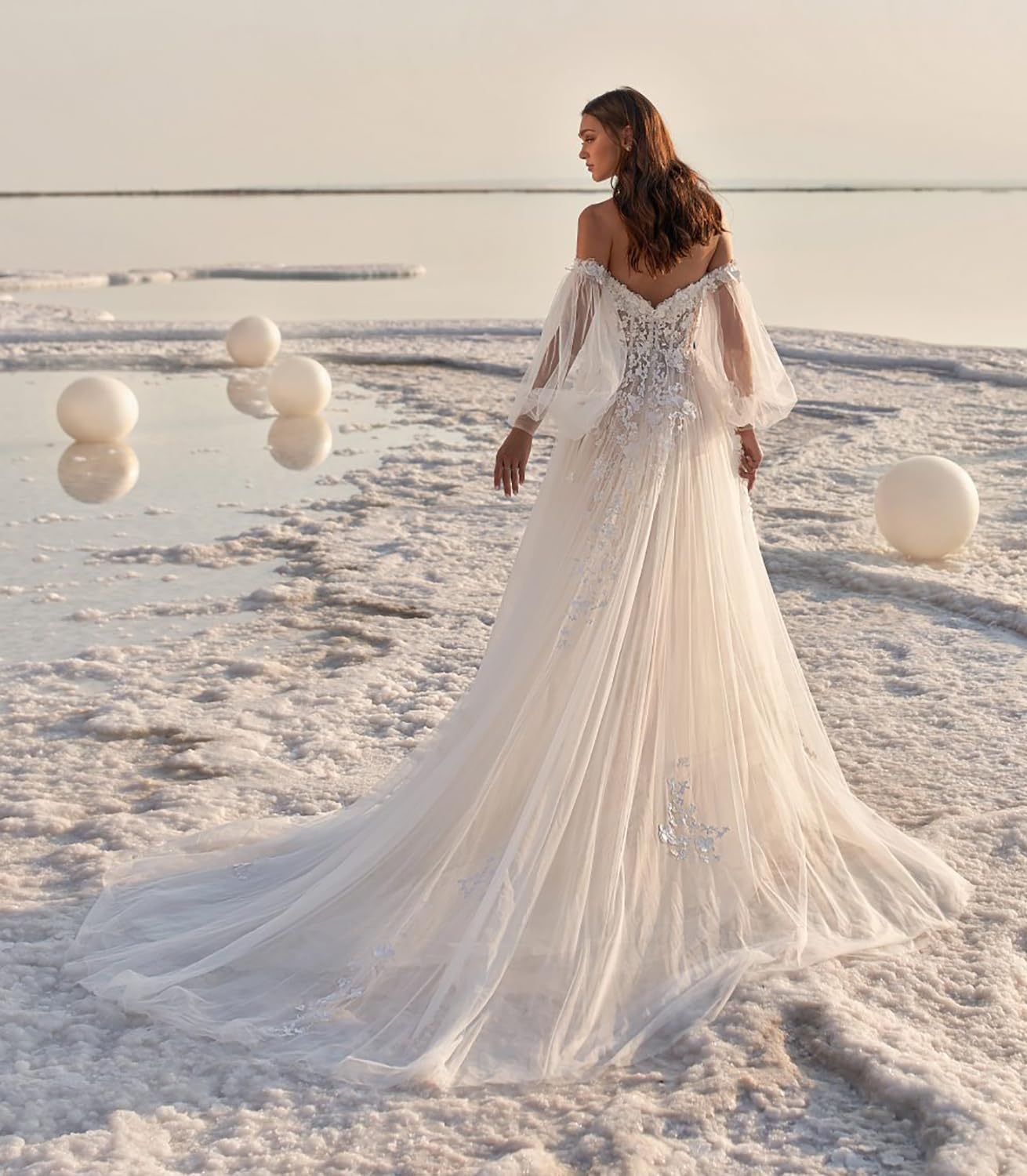 Lace Appliqued Wedding Dresses for Bride 2025 Beach Wedding Bridal Gowns for Women SE002-BMbridal.UK