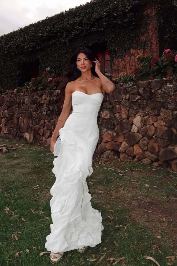 Chiffon Sweetheart Strapless Sleeveless Long Prom Dress With Ruffles