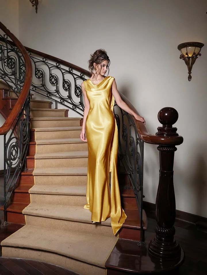 Charming V Neck Sleeveless Long Mermaid Prom Dress With Pleated