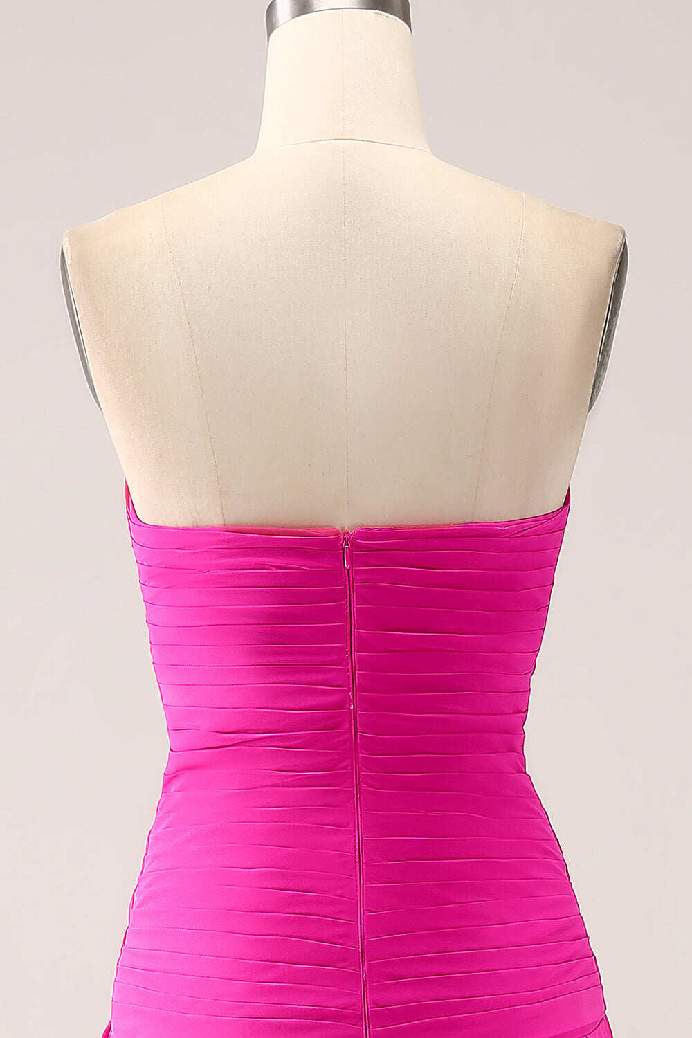 Gorgeous Fuchsia Strapless Cut Out Draped Pleated Prom Dress