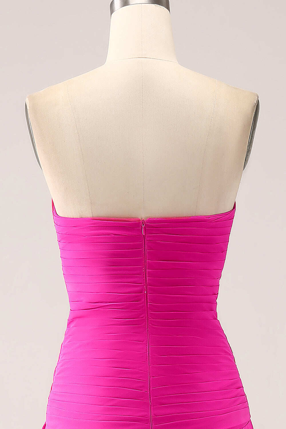 Gorgeous Fuchsia Strapless Cut Out Draped Pleated Prom Dress