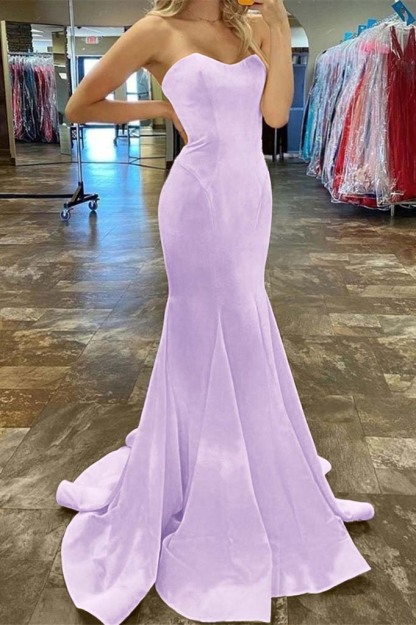 Charming Yellow Strapless Sleeveless Sweetheart Mermaid Long Prom Dress