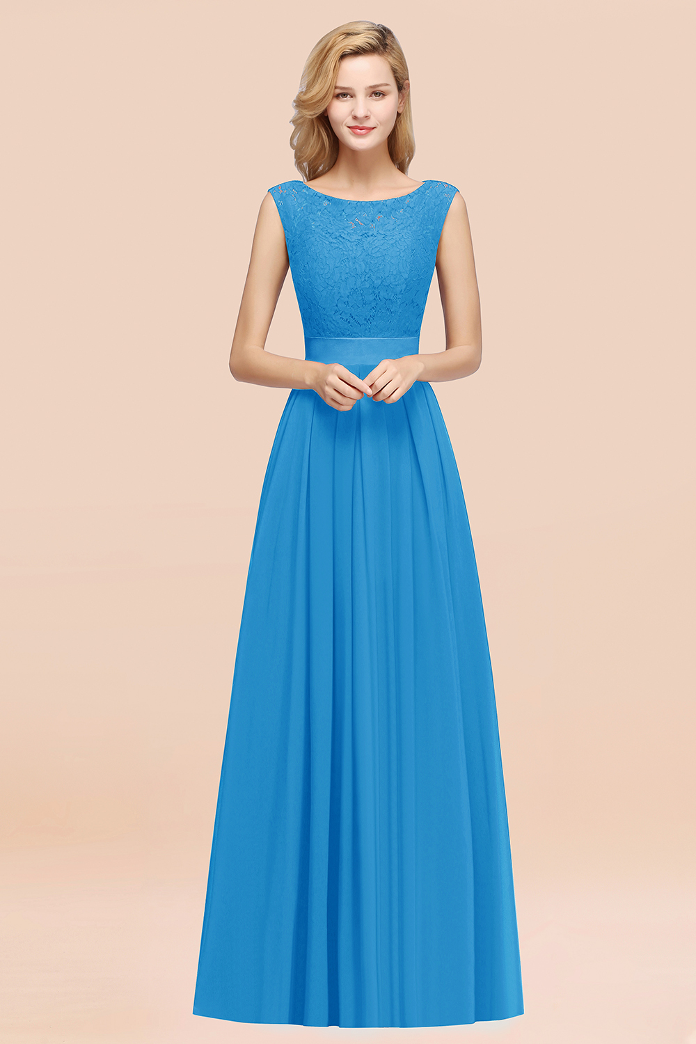 BMbridal Vintage Sleeveless Lace Bridesmaid Dresses Affordable Chiffon Wedding Party Dress Online-BMbridal