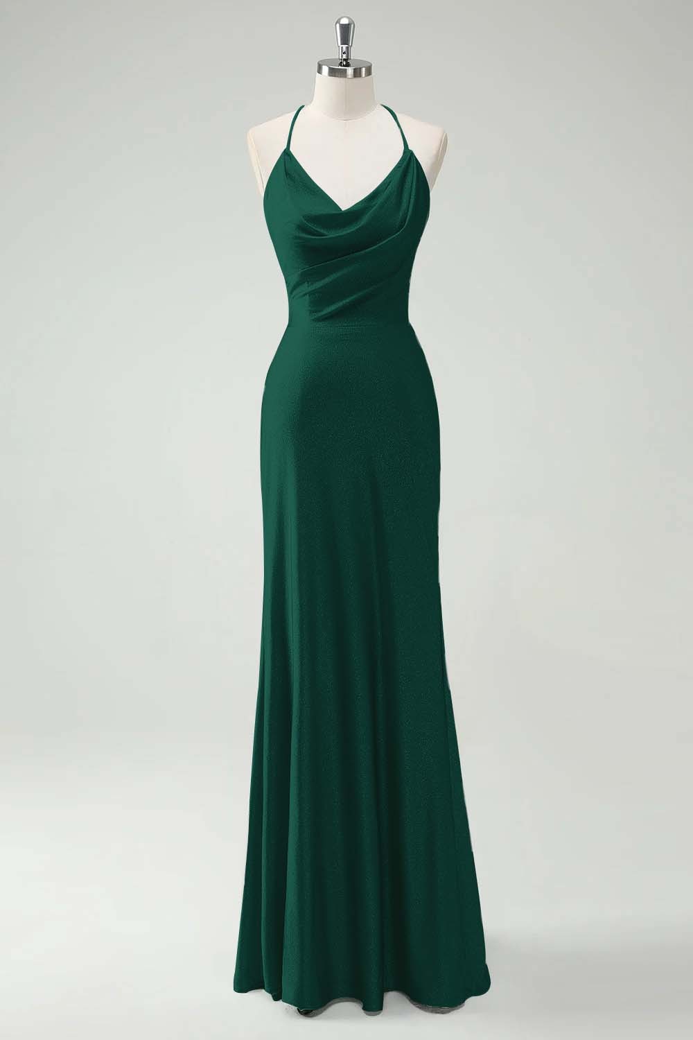 Chic Halter Sleeveless Long Mermaid Prom Dress With Pleated