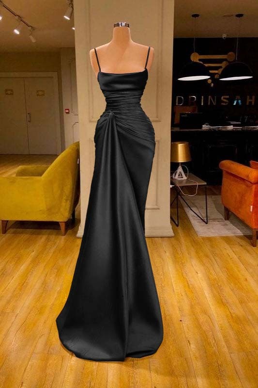 Cabernet Spaghetti Strap Sleeveless Pleated Prom Dress Mermaid With Ruffles