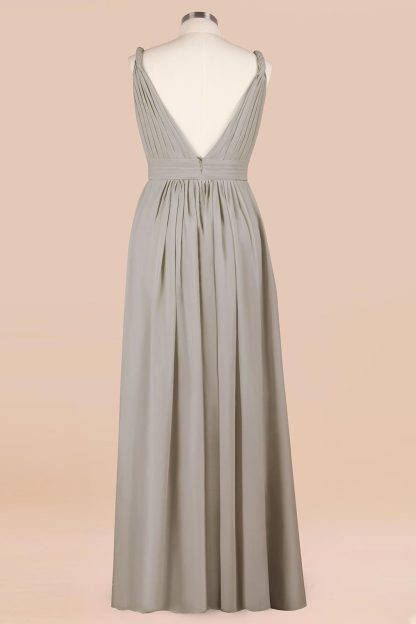 BMbridal Plus Size Chiffon V-neck Sleeveless Affordable Bridesmaid Dress with Ruffle-BMbridal