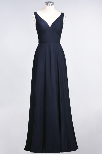 BMbridal Chic Chiffon V-Neck Straps Ruffle Affordable Bridesmaid Dresses with Open Back-BMbridal