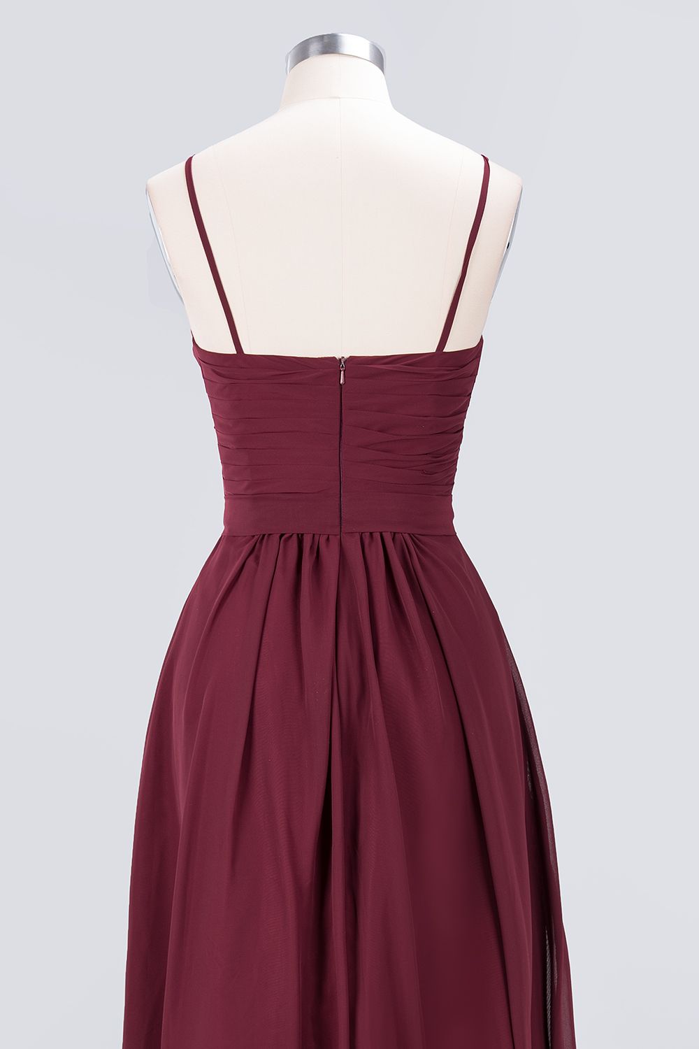 BMbridal Chic Burgundy Sweetheart Long Bridesmaid Dress With Spaghetti-Straps-BMbridal