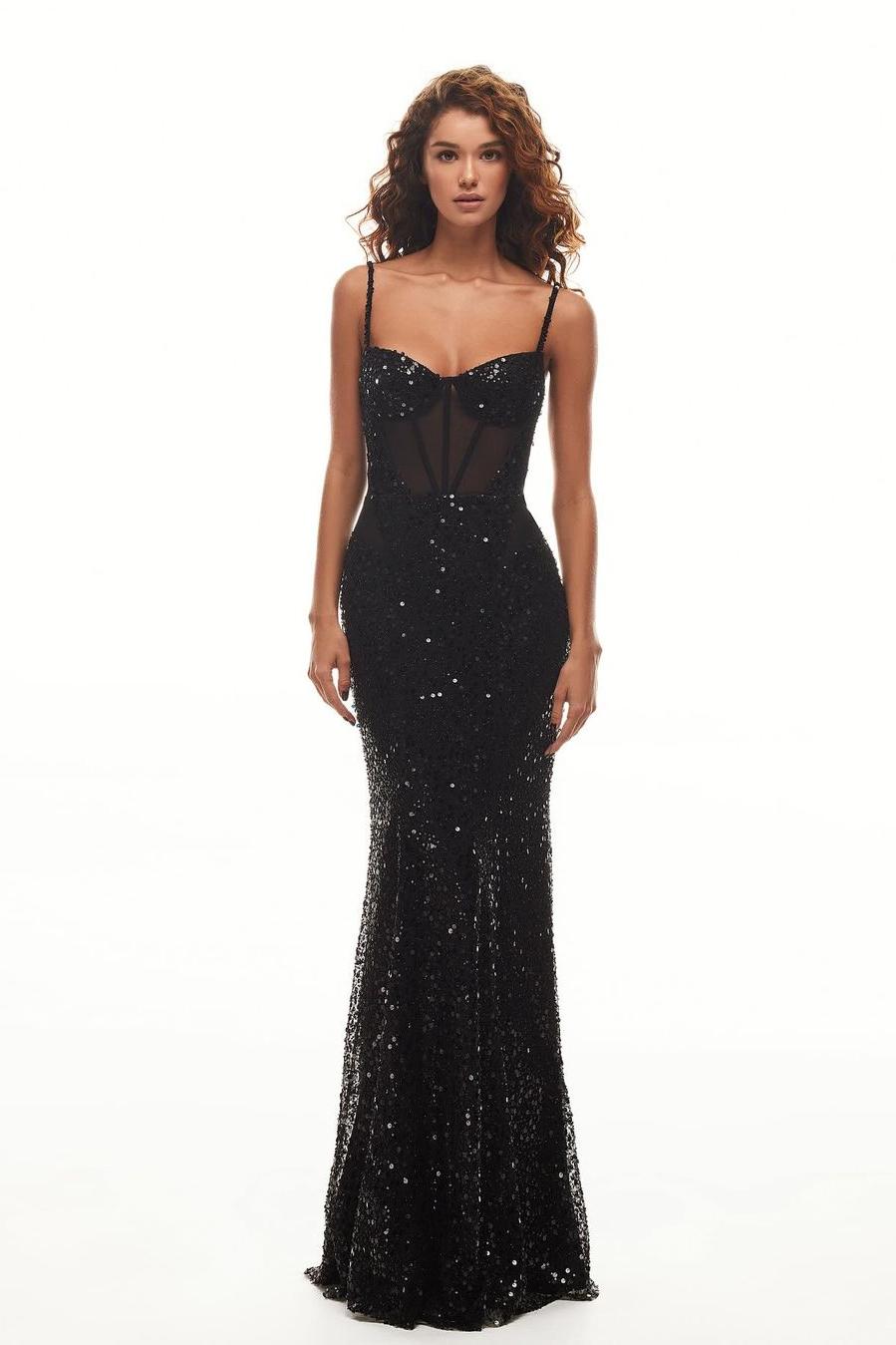 Spaghetti Strap Sweetheart Mermaid Long Prom Dress With Sequins