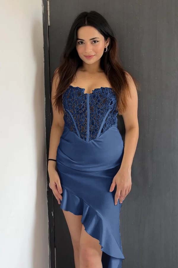 Strapless Sweetheart Sleeveless Prom Dress With Pleated Ruffle