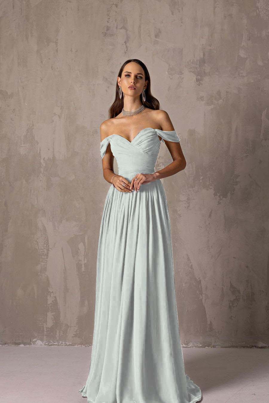 Off the Shoulder Strapless Sleeveless Long Prom Dress With Ruffles