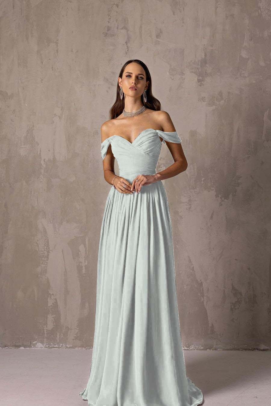 Off the Shoulder Strapless Sleeveless Long Prom Dress With Ruffles