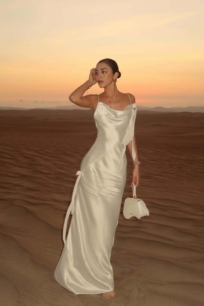 Spaghetti Strap Backless Sleeveless Long Mermaid Prom Dress With Pleated