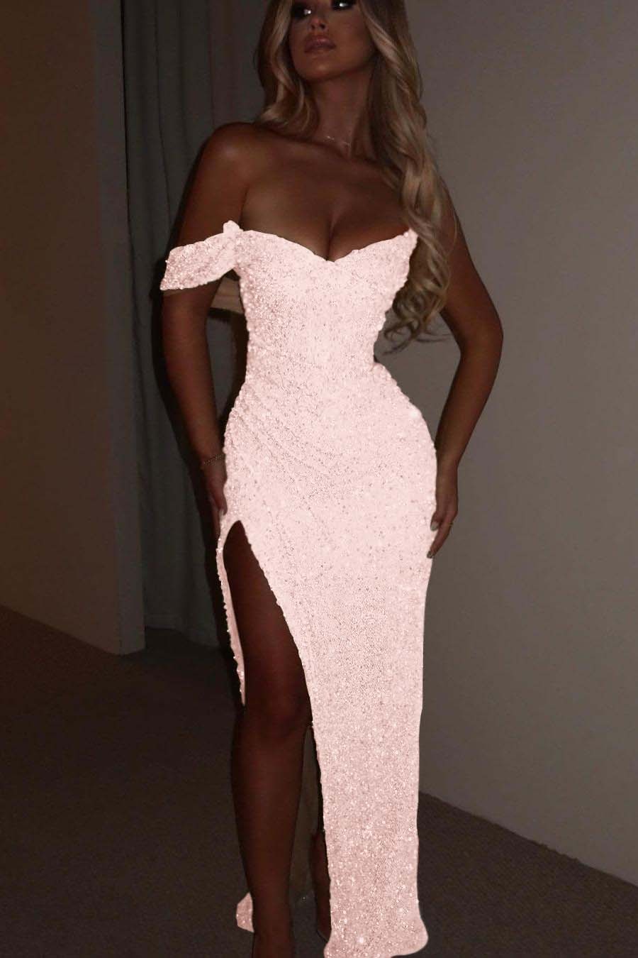 One Shoulder Strapless Sleeveless Long Mermaid Prom Dress With Split