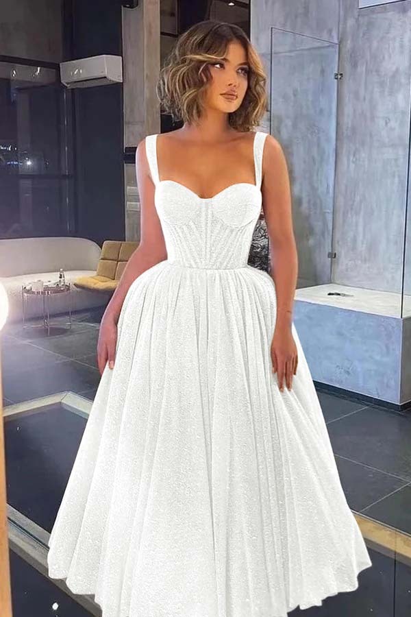 Gorgeous Spaghetti Strap Sweetheart Sequins Prom Dress With Tulle