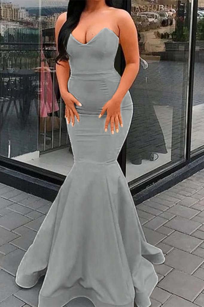 Amazing Yellow Strapless Sleeveless Sweetheart Mermaid Prom Dress