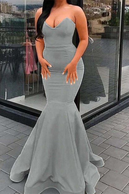Amazing Yellow Strapless Sleeveless Sweetheart Mermaid Prom Dress