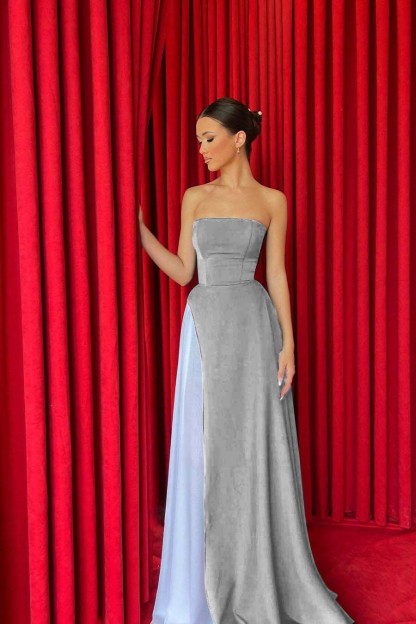 Strapless Sleeveless Floor Length Long Prom Dress With Pleated