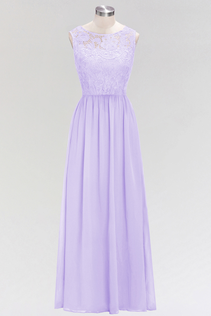 BMbridal Elegant Lace Sleeveless Pleated Lavender Bridesmaid Dresses Online-BMbridal