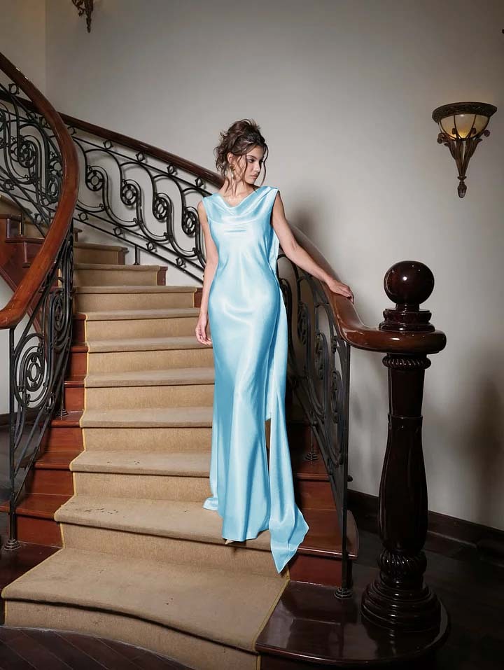 Charming V Neck Sleeveless Long Mermaid Prom Dress With Pleated