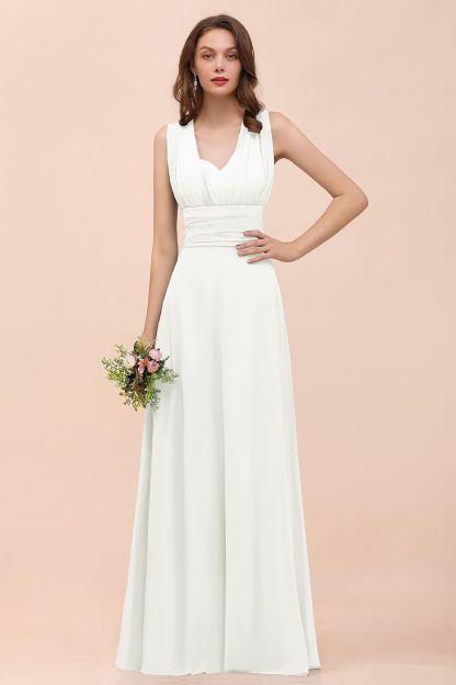 BMbridal New Arrival Dusty Blue Ruched Long Convertible Bridesmaid Dresses-BMbridal