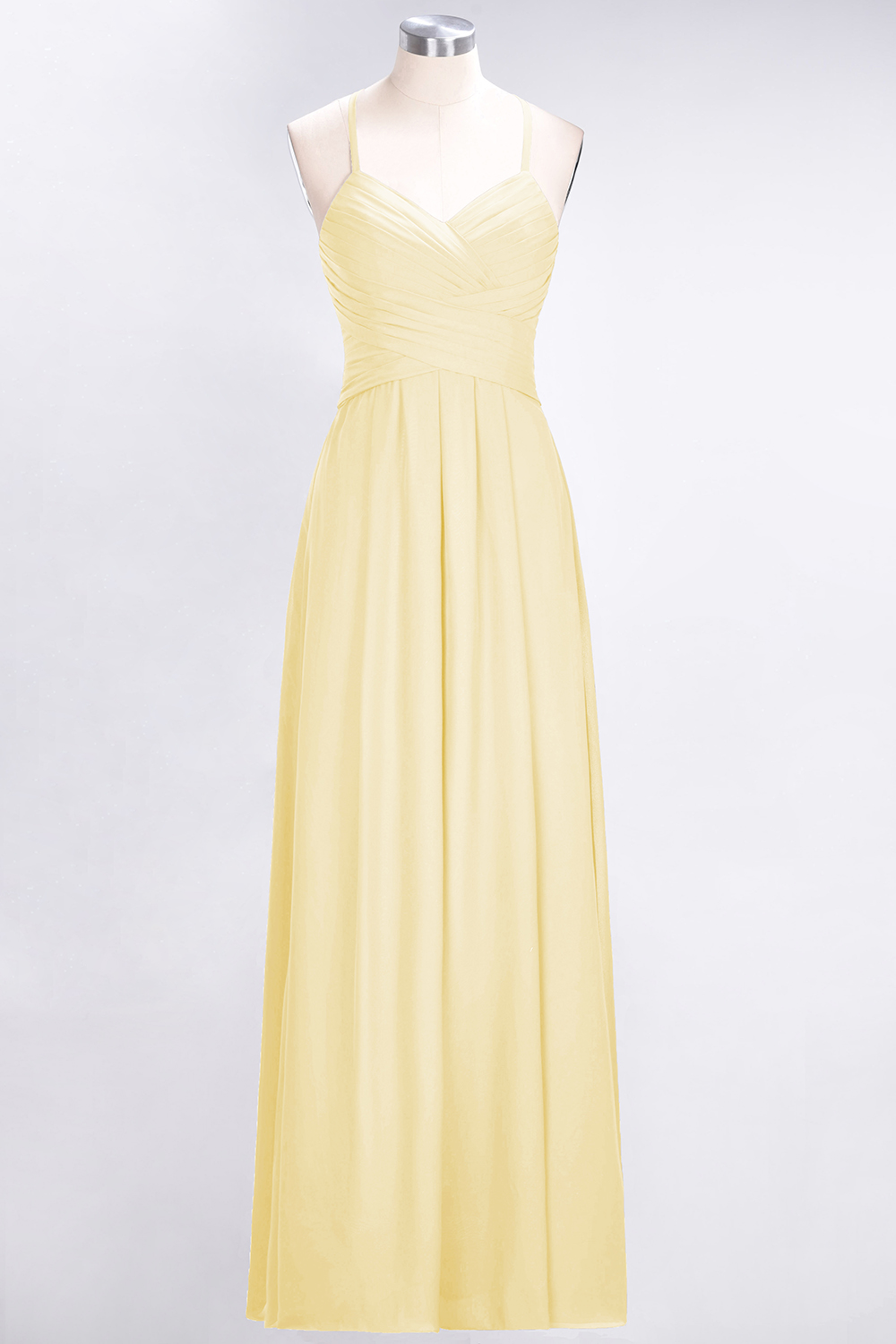 BMbridal Affordable Spaghetti Straps V-Neck Burgundy Chiffon Bridesmaid Dress with Keyhole Back-BMbridal