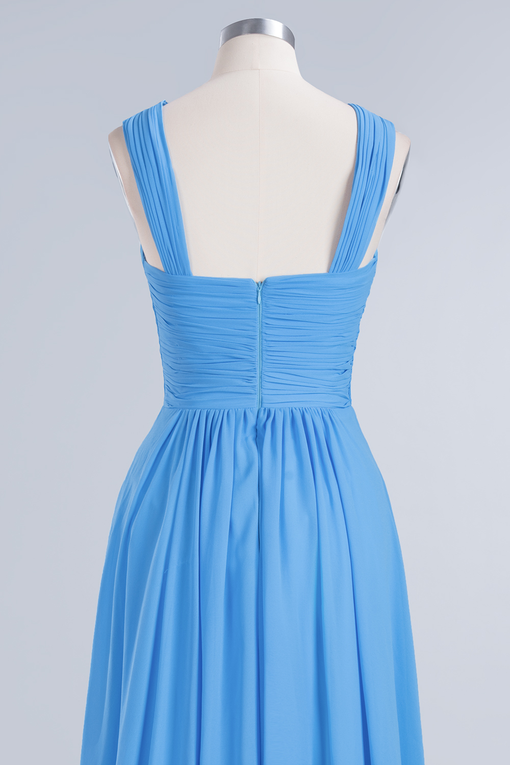 BMbridal Chic Crisscross Ocean Blue Junior Bridesmaid Dresses Affordable Chiffon Ruffle Maid of Honor Dresses-BMbridal