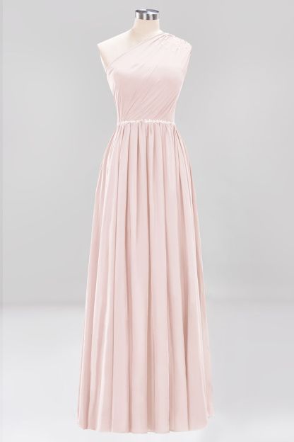 BMbridal Modest One-shoulder Royal Blue Affordable Bridesmaid Dress with Beadings-BMbridal