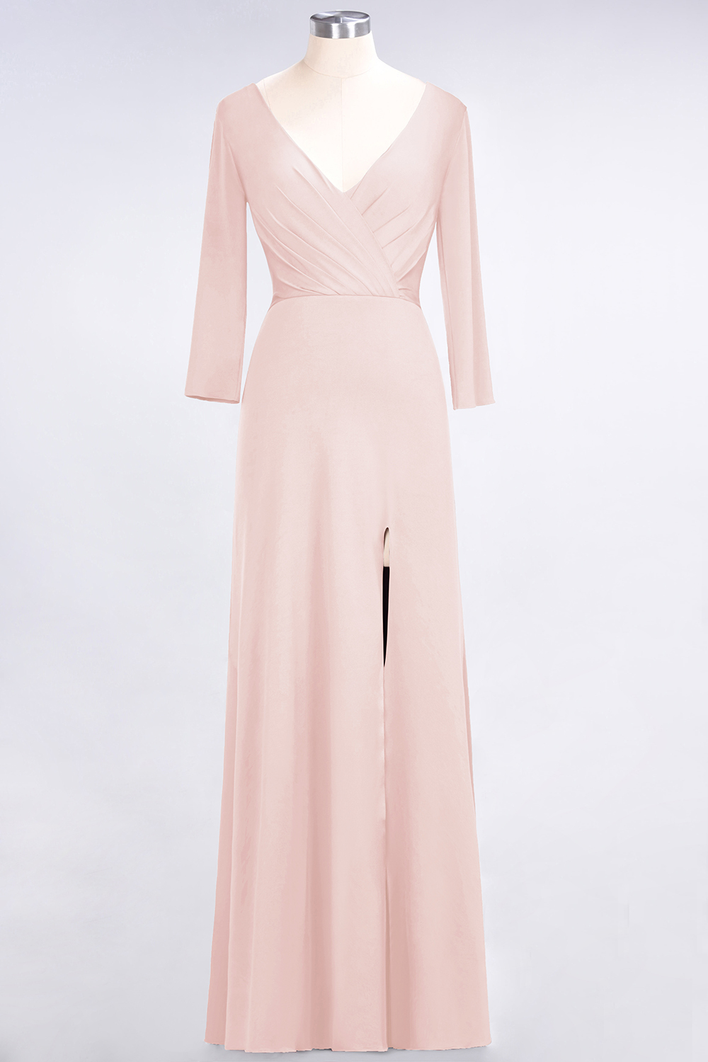 BMbridal Popular Spandex Long-Sleeves Burgundy Bridesmaid Dresses with Side-Slit-BMbridal