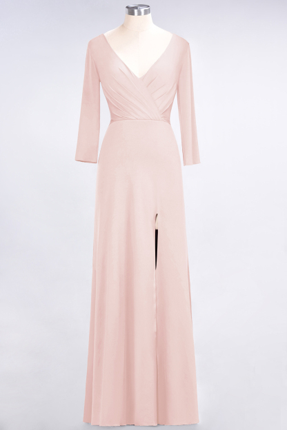 BMbridal Popular Spandex Long-Sleeves Burgundy Bridesmaid Dresses with Side-Slit-BMbridal